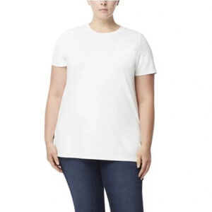 New Jones New York Split Hem Tee Shirt White Size 2X Short Sleeve